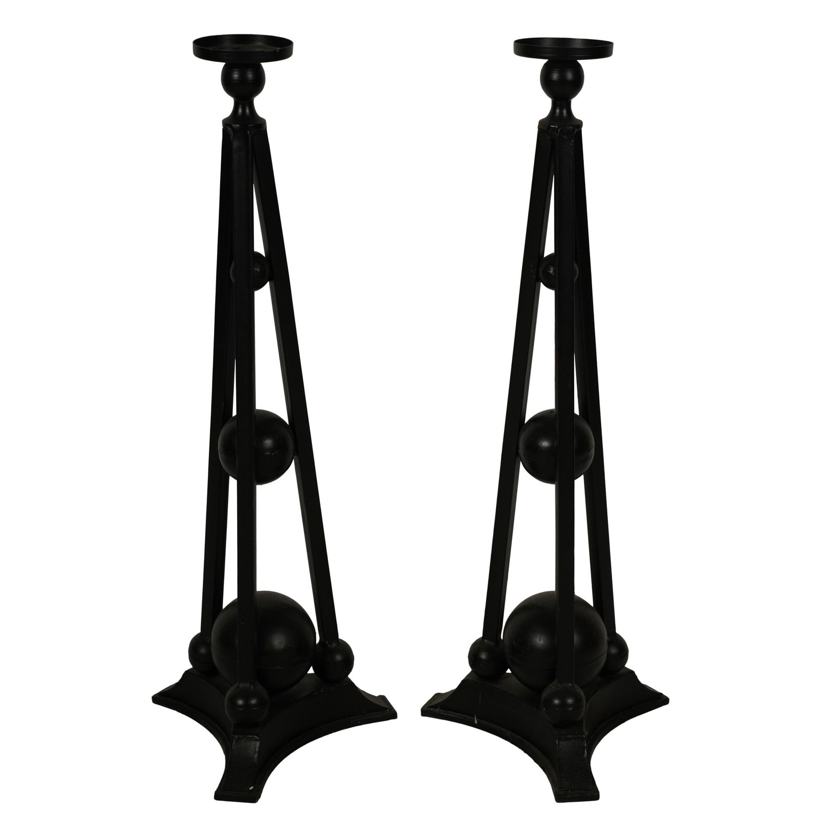 A Pair of Black Painted Iron Candle Stands (1 of 8)