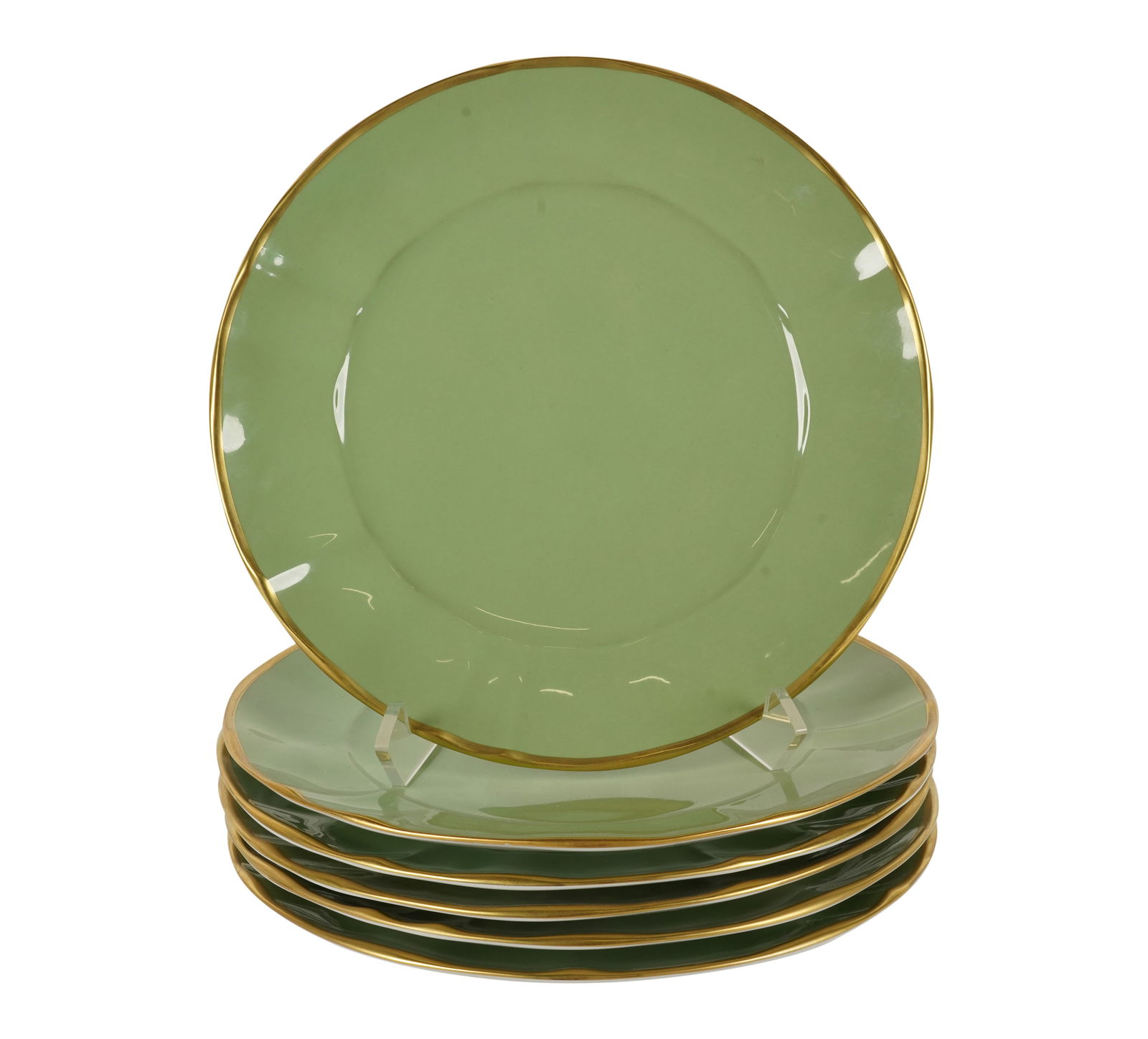 A Set of Six Anna Weatherley Mint Green Scalloped Chargers (1 of 6)
