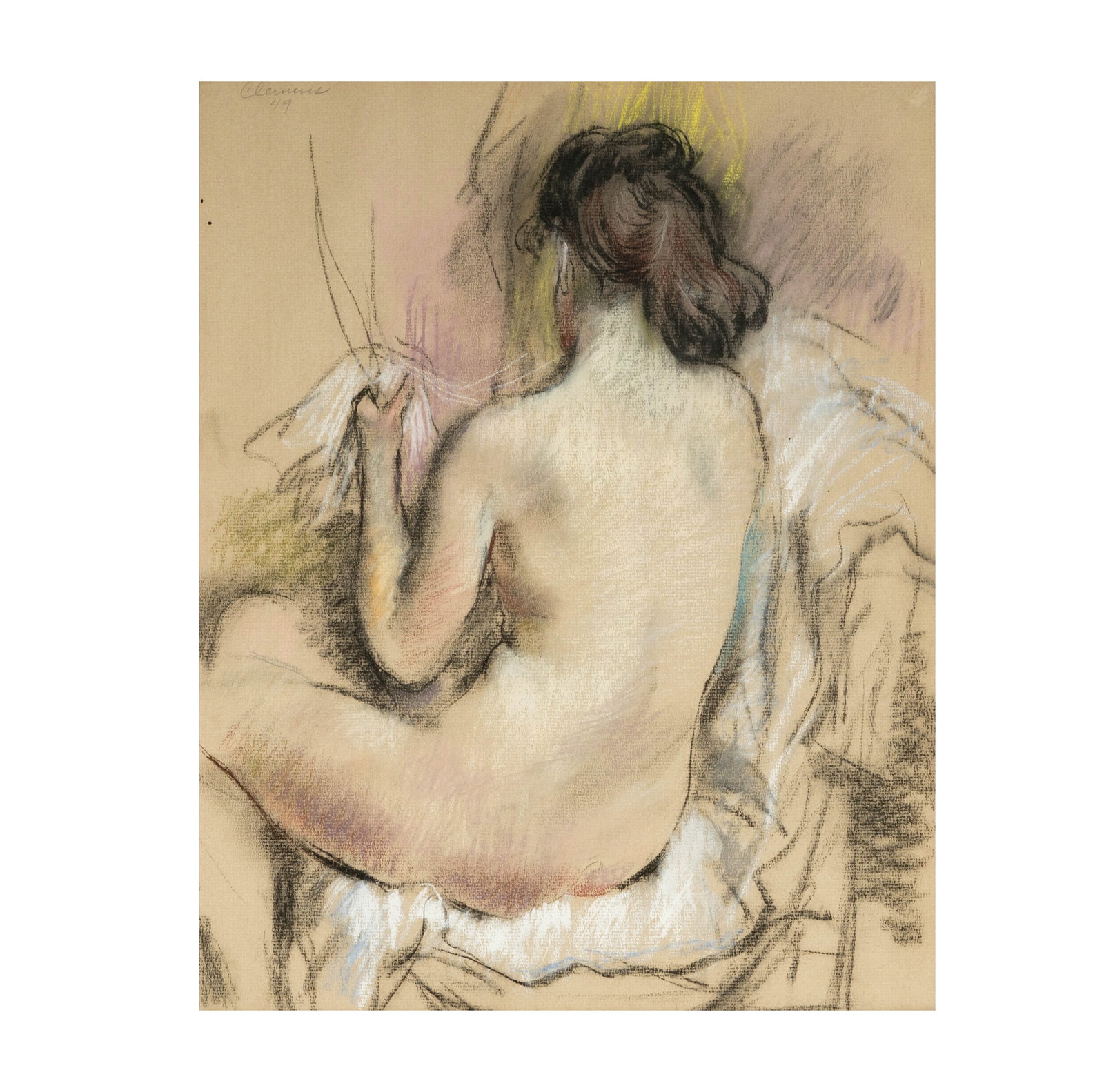 Paul Clemens, American 1911 - 1992, Seated Nude: Paul Clemens American 1911 - 1992 Seated Nude pastel on paper 1949, pencil signed and dated upper right 16 x 13 in. (40.6 x 33 cm.), Frame: 22 1/2 x 19 in. (57.2 x 48.3 cm.)