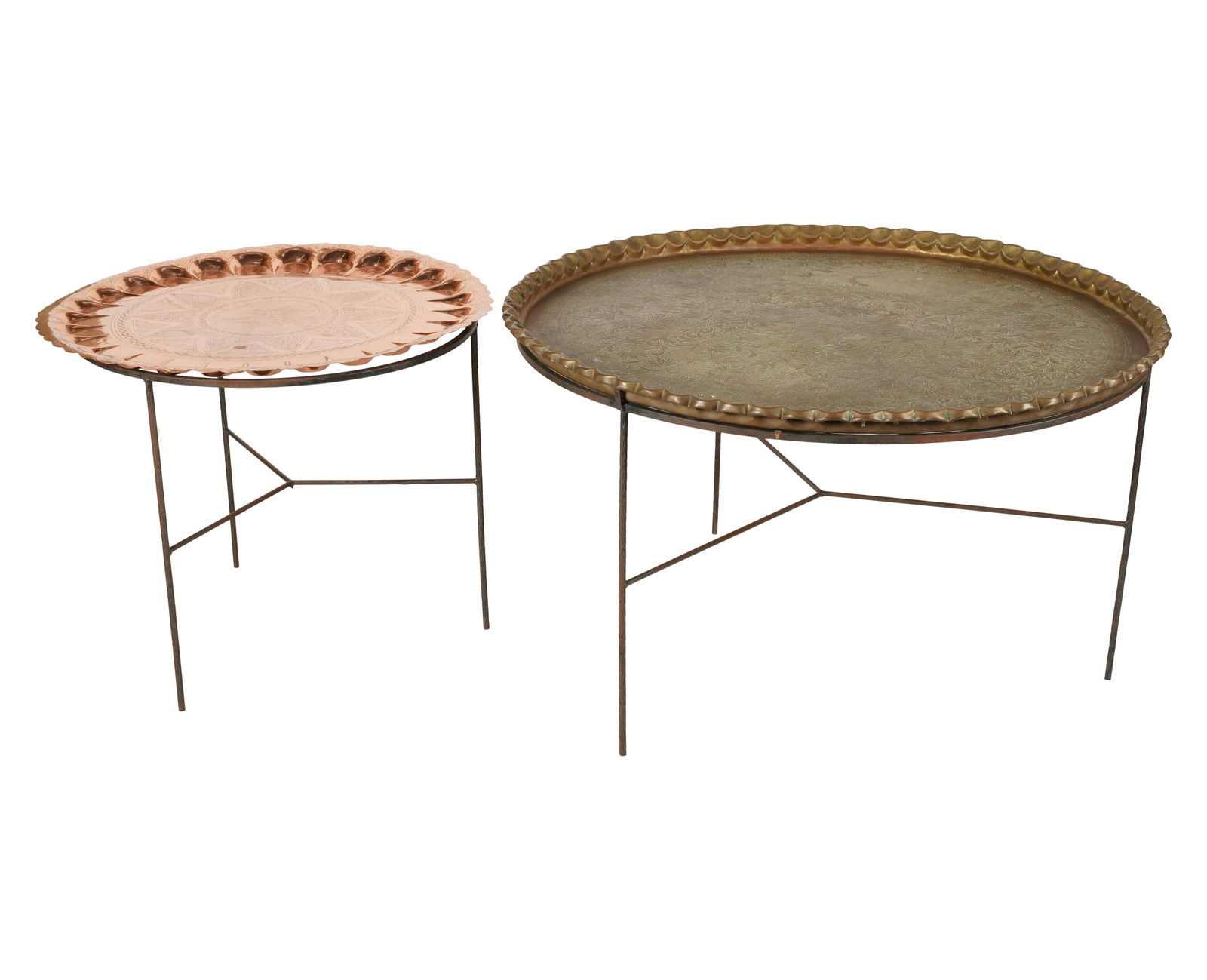 Two Incised Top Round Tray Tables (1 of 10)