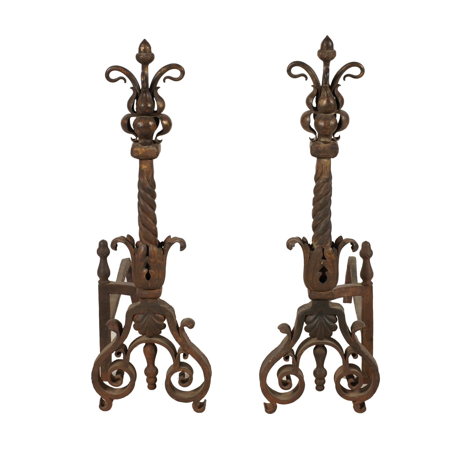 A Pair of Baroque-Style Wrought Iron Andirons (1 of 6)