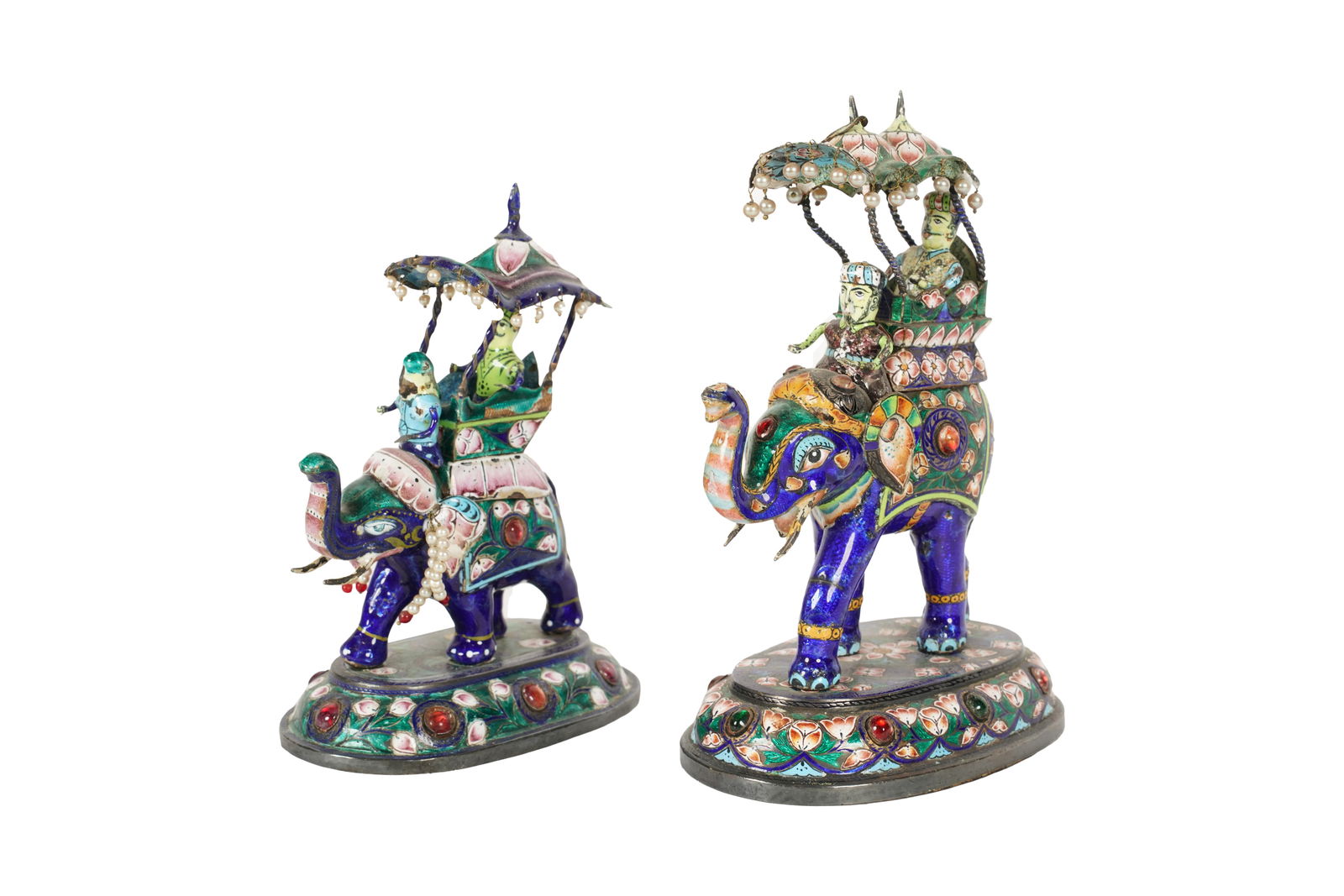 Two Asian Champleve Enamel Elephant FIgures (1 of 7)