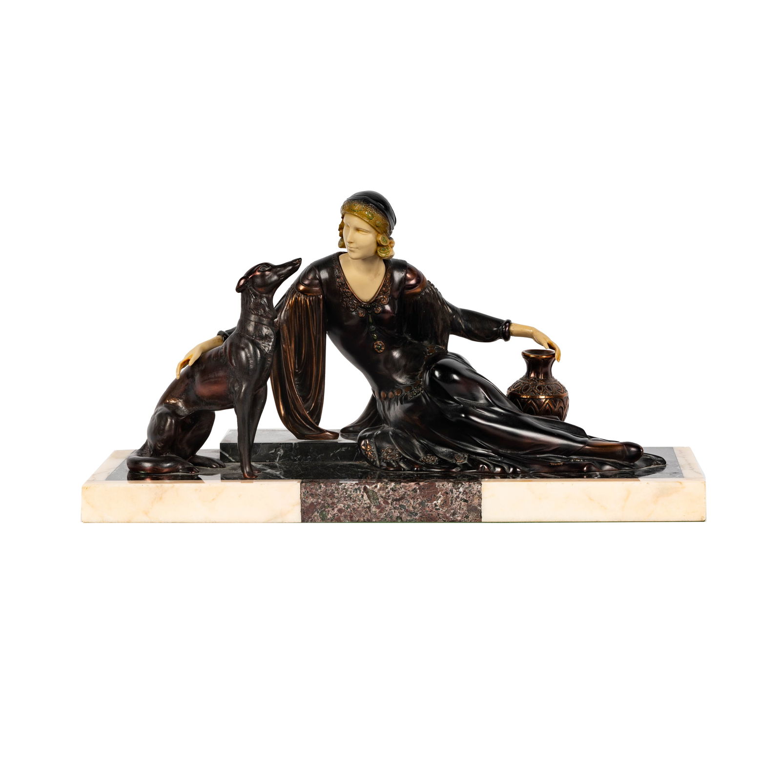 An Art Deco-Style Figure of a Woman with Greyhound (1 of 13)