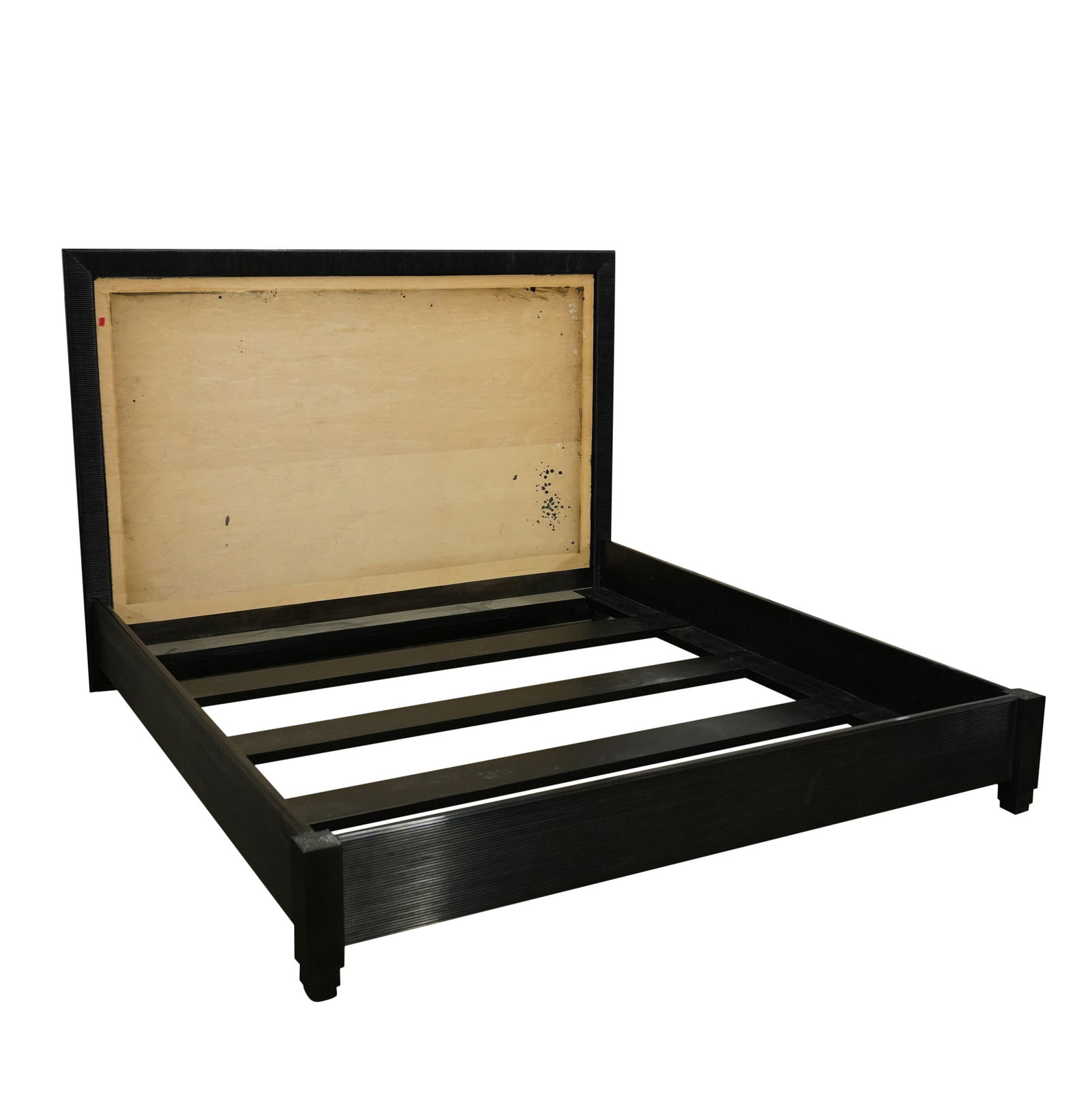 A Nancy Corzine Bed Frame: "Museum" model; black pearl finish wood Overall: 60 1/4 x 89 x 84 in. (153 x 226.1 x 213.4 cm.), Interior: 86 x 79 in. (218.4 x 200.7 cm.)