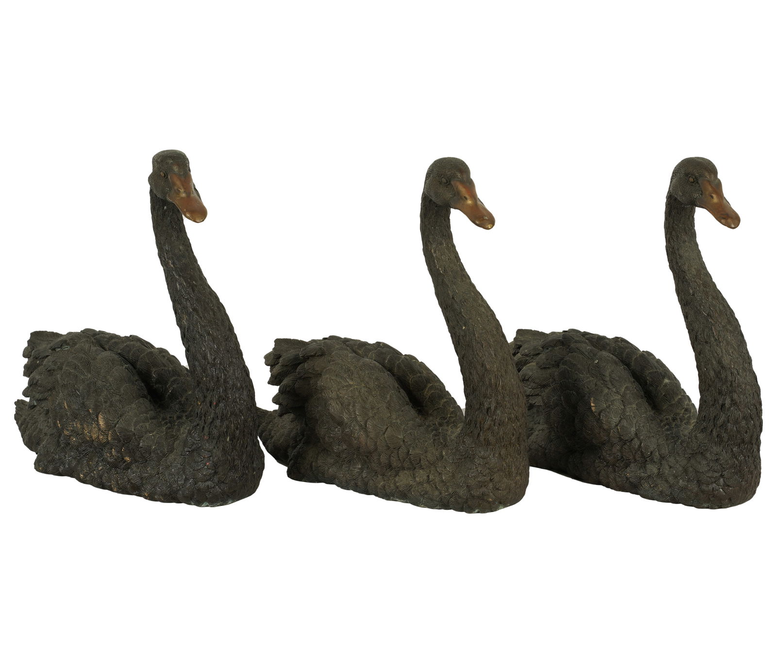 A Set of Three Bronze Swan Figures (1 of 9)