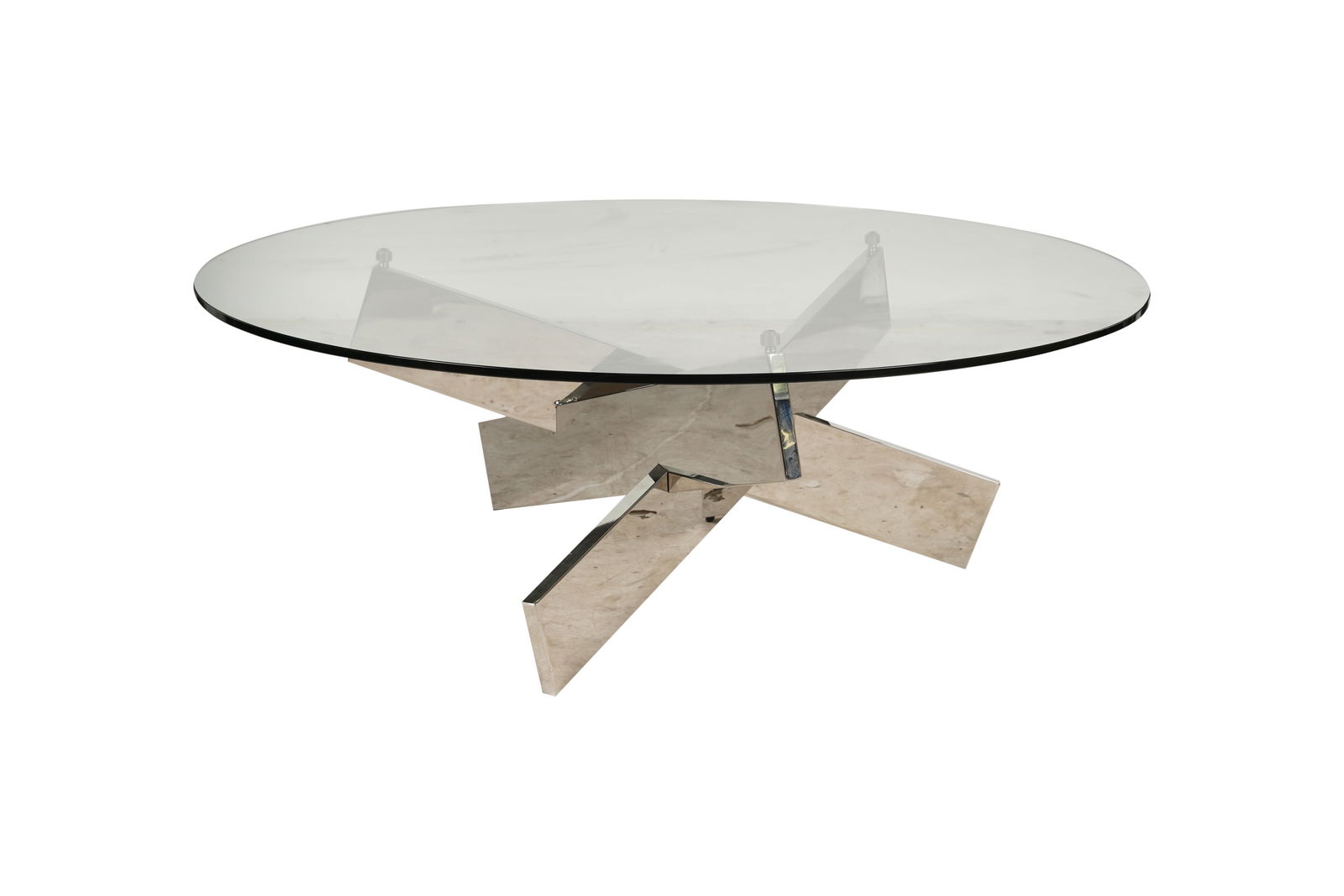 A Modernist Chrome and Glass Round Coffee Table (1 of 6)