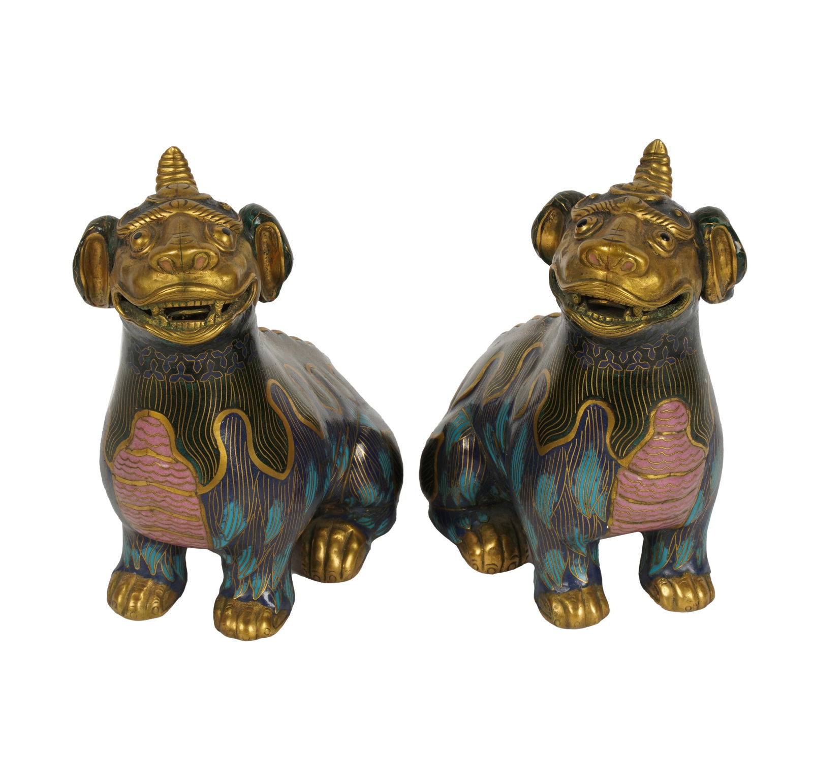 A Pair of Chinese Cloisonne Foo Dogs (1 of 8)