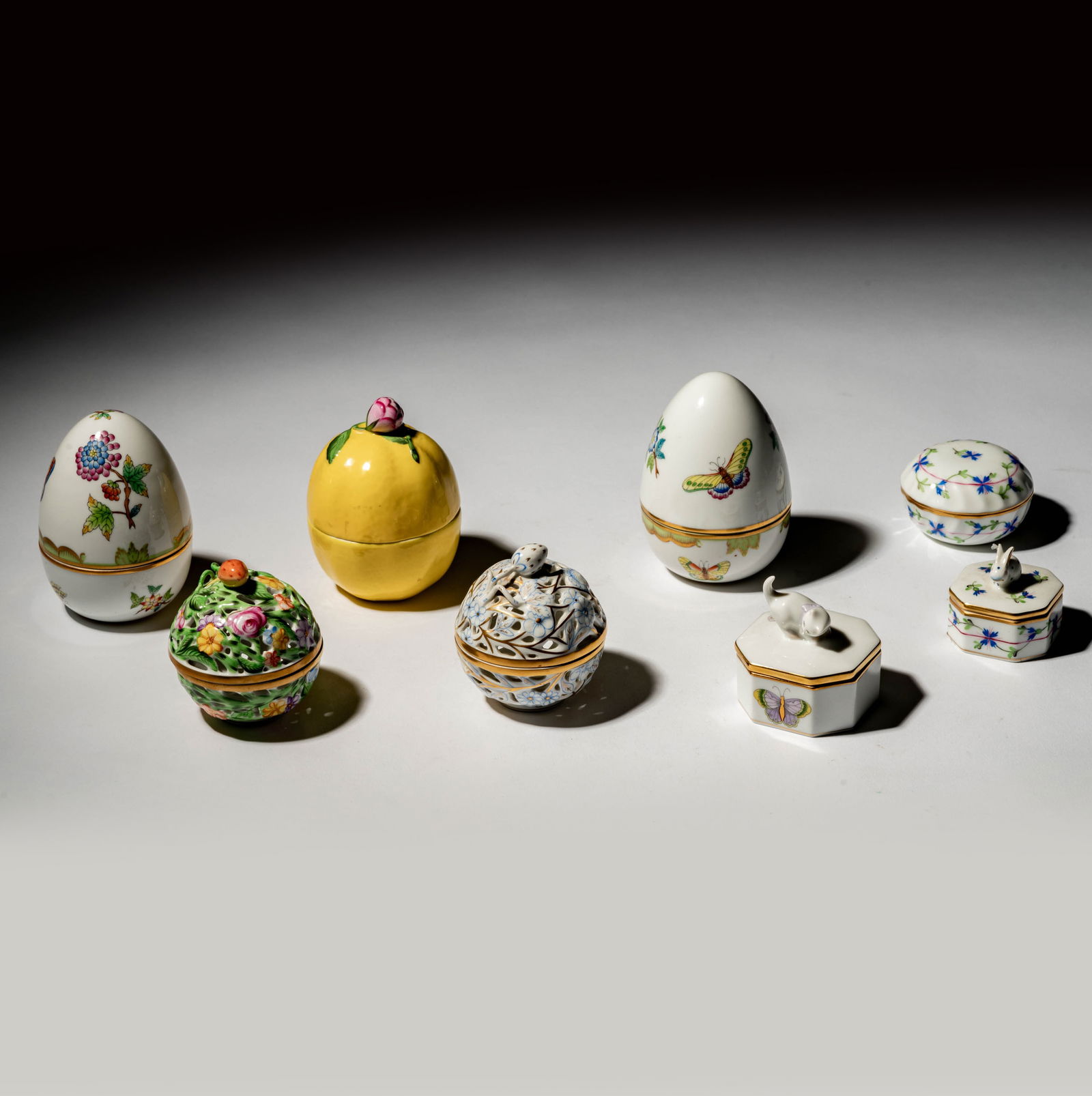 A Group of Herend Porcelain Covered Boxes (1 of 13)