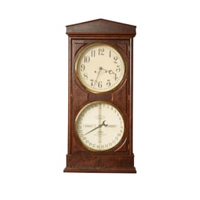 Ithaca Calendar Clock Co. Eight-Day Double Dial Clock