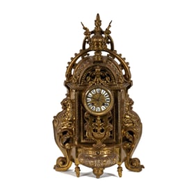 A Victorian Brass Mantel Clock
