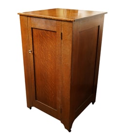 An Oak Revolving Phonograph Cylinder Case with Edison Rolls