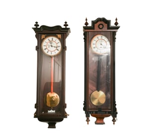 Two English Mahogany Wall Clocks