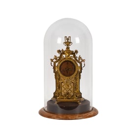 A Lenzkirch Brass and Onyx Mantle Clock