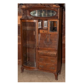 A Tiger Oak Side By Side Bookcase