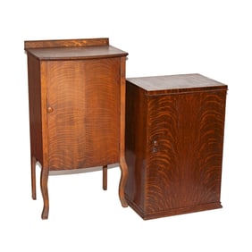 Two Assorted Oak Music Cabinets