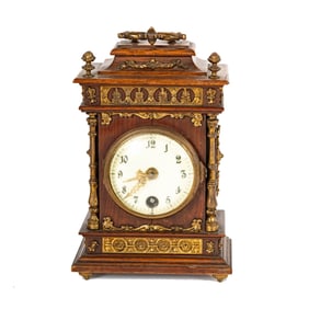 A German Carved Oak Bracket Clock