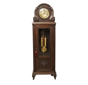 A Gustav Becker Regina Gong Round Top Grandfather's Clock