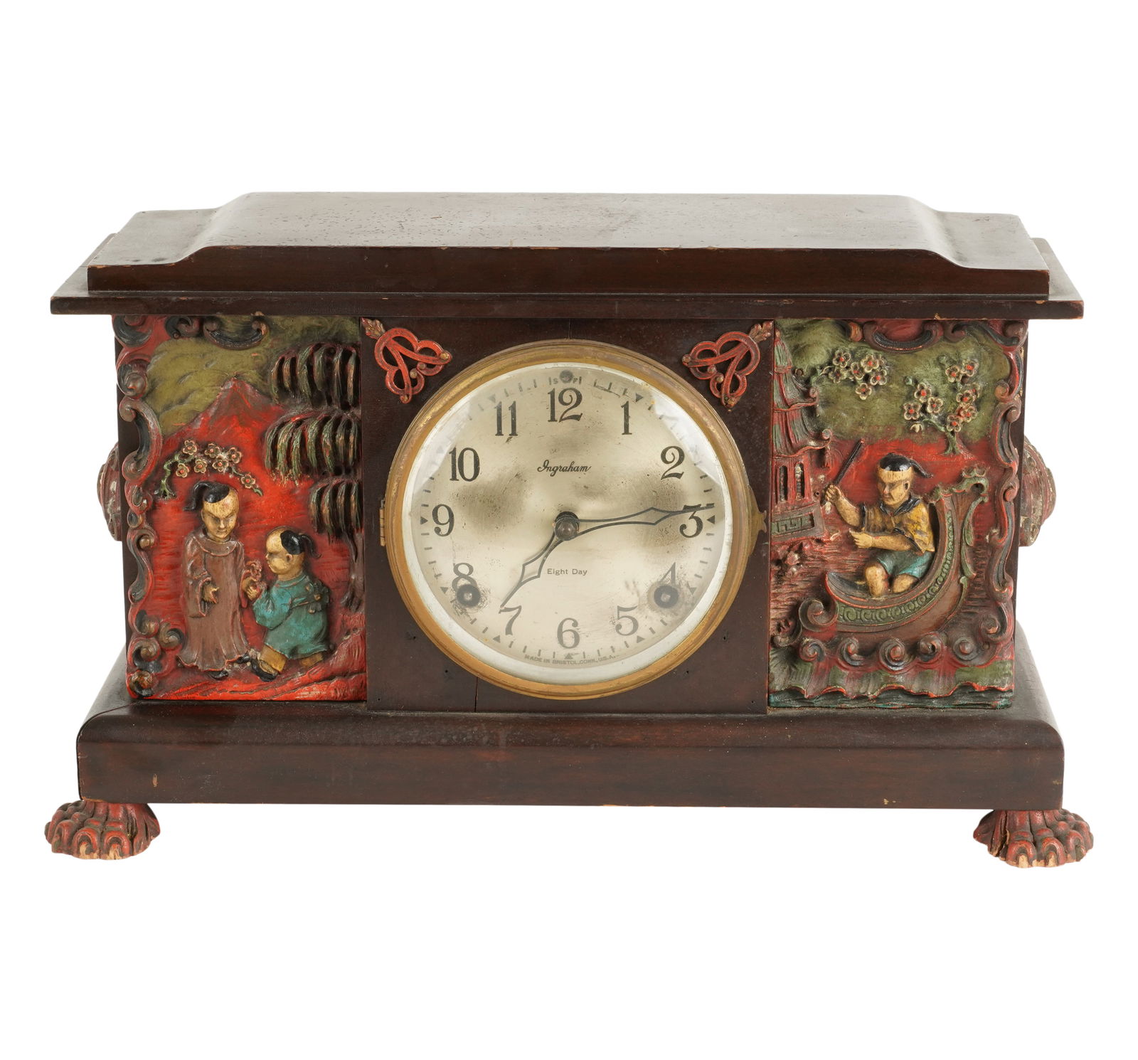 An Ingraham Chinese Motif Mantel Clock (1 of 10)