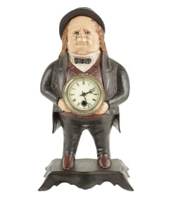A Vintage Bradley & Hubbard Cast Iron "John Bull" Blinking Mantle Clock