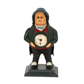 A Vintage Bradley and Hubbard Cast Iron Figural Mantle Clock