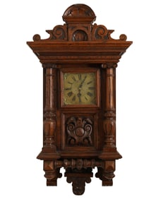 A German Black Forest Carved Wood Wall Clock