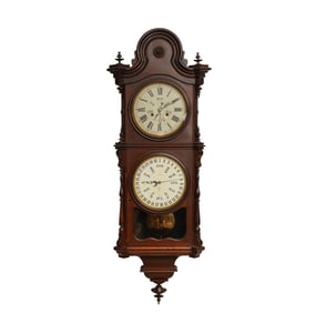 A Welch Spring & Co. Wagner Double Dial Calendar Clock No.5
