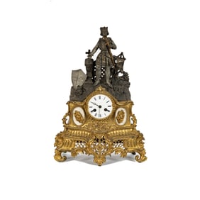 A French Gilt Metal and Onxy Mantle Clock