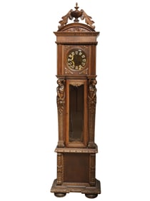 A Continental Craved Figural Grandmother Clock