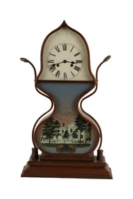 J.C. Brown Acorn Eglomise Glass Shelf Clock
