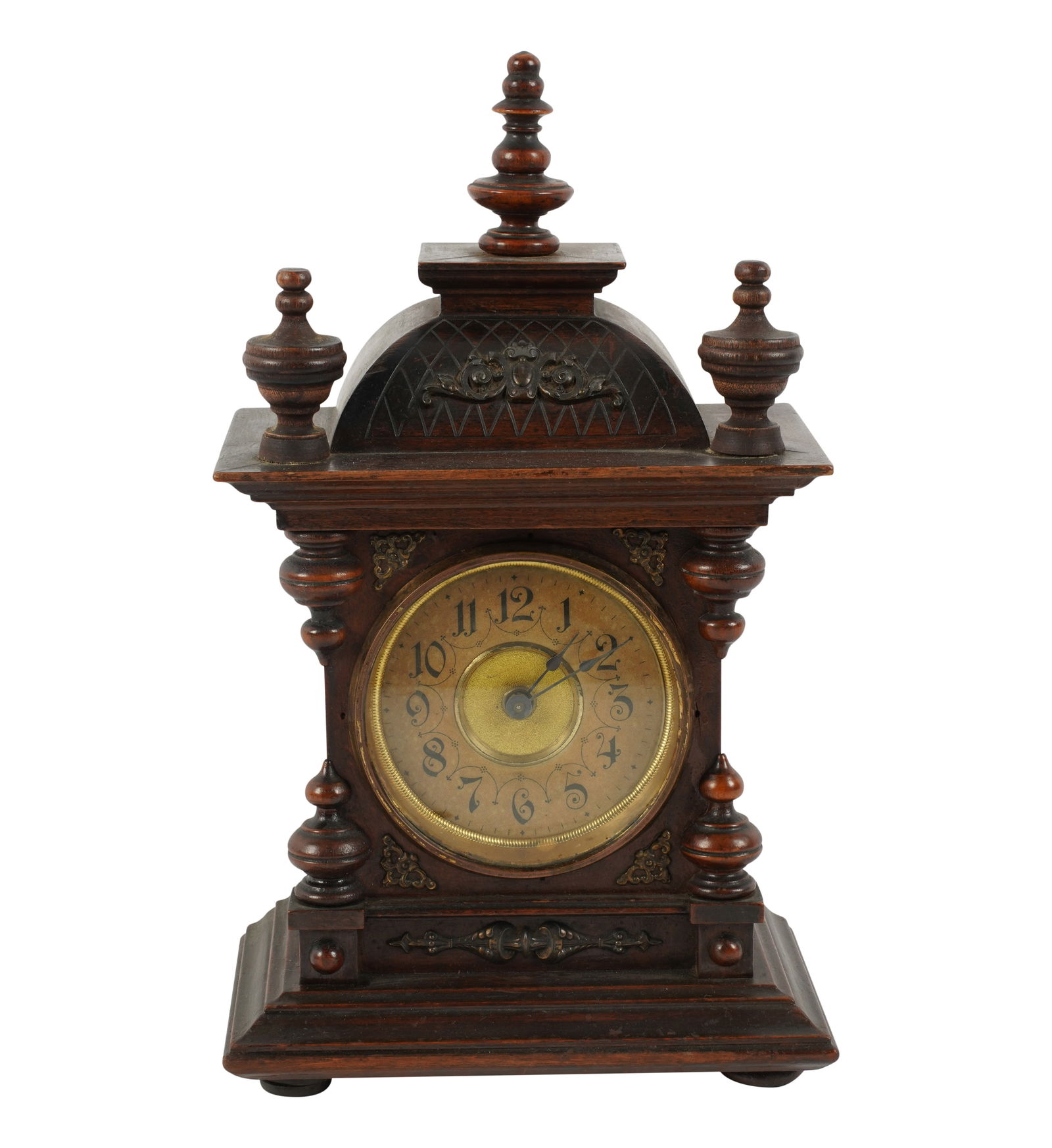 A Junghans Black Forest Miniature Table Top Clock: 19th century, made in Germany 13 x 7 1/2 x 4 1/2 in. (33 x 19.1 x 11.4 cm.) Provenance: The Estate of Bob Bentley Lloyd, treasurer for The Music Box Society International (MBSI)
