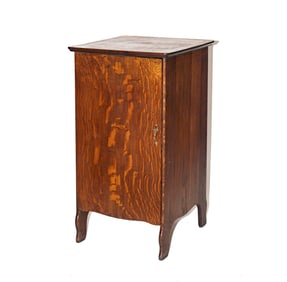 An Oak Phonograph Roll Cabinet with Rolls