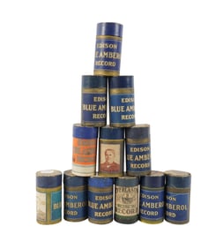 A Collection of Edison Blue Amberol Record Cyndlier Phonograph Rolls