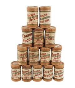 A Collection of Edison Gold Moulded Records Phonograph Rolls