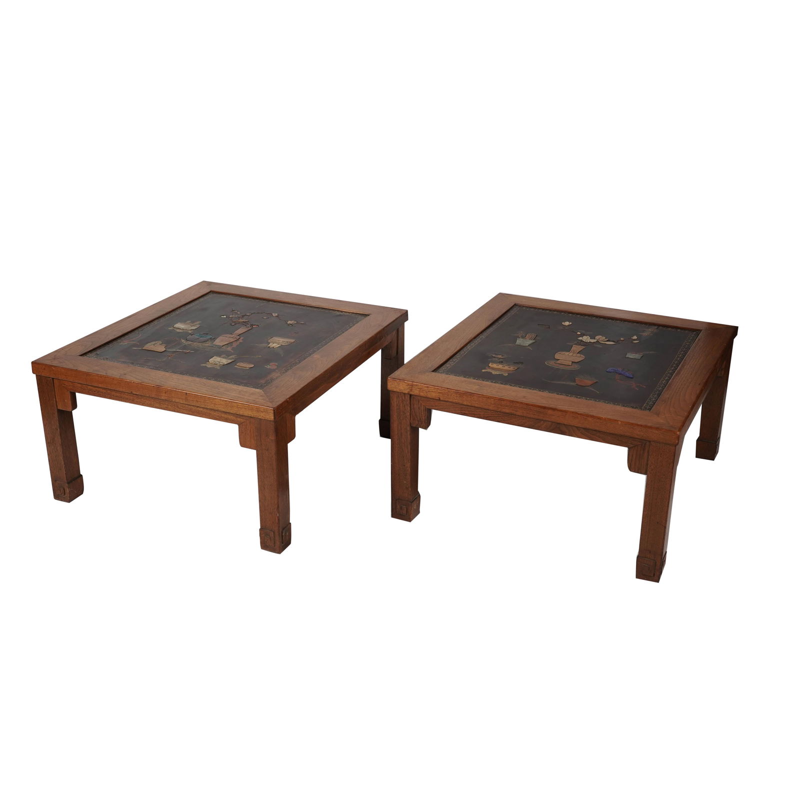 A Pair of Chinese Hardwood Low Tables with Stone Inlay (1 of 11)