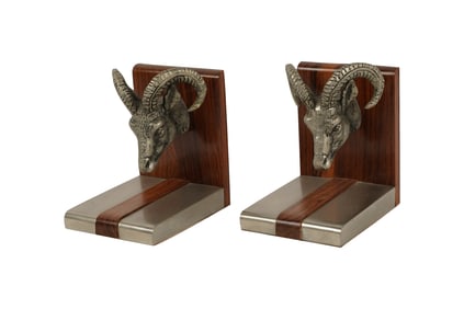 A Pair of Gucci Ram's Head Bookends
