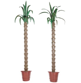 A Pair of Vintage Painted Metal Wall-Mounted Palm Trees
