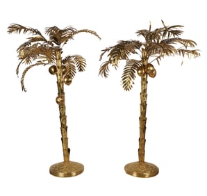 A Pair of Polished Brass Palm Trees