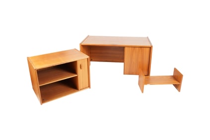 A Vintage Modern Teak Desk and Return