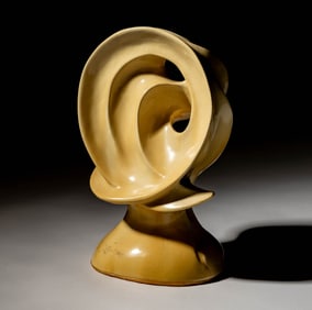 An Abstract Yellow-Glazed Ceramic Sculpture