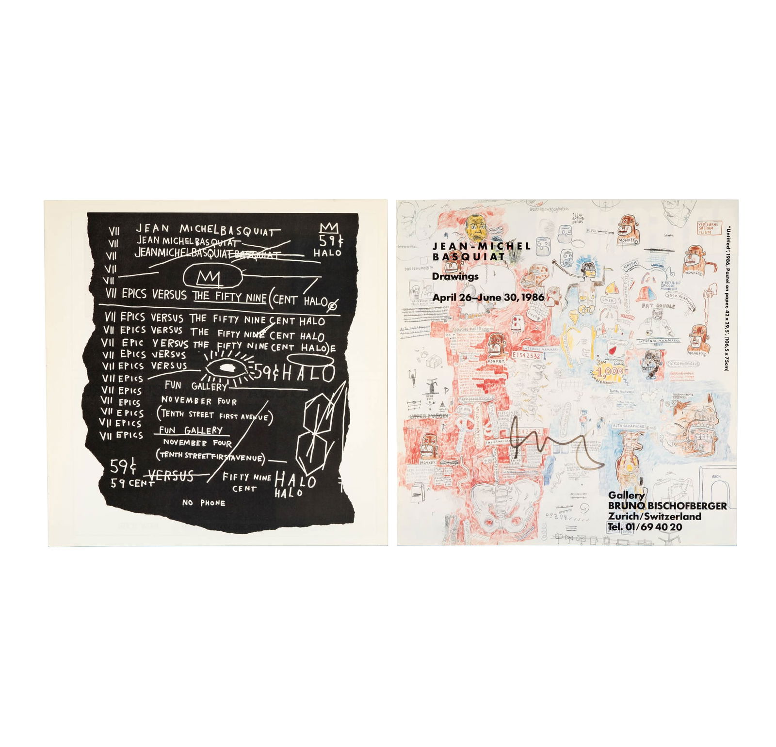 After Jean-Michel Basquiat (1960-1988): Two Exhibition Ads (One Signed) (1 of 12)