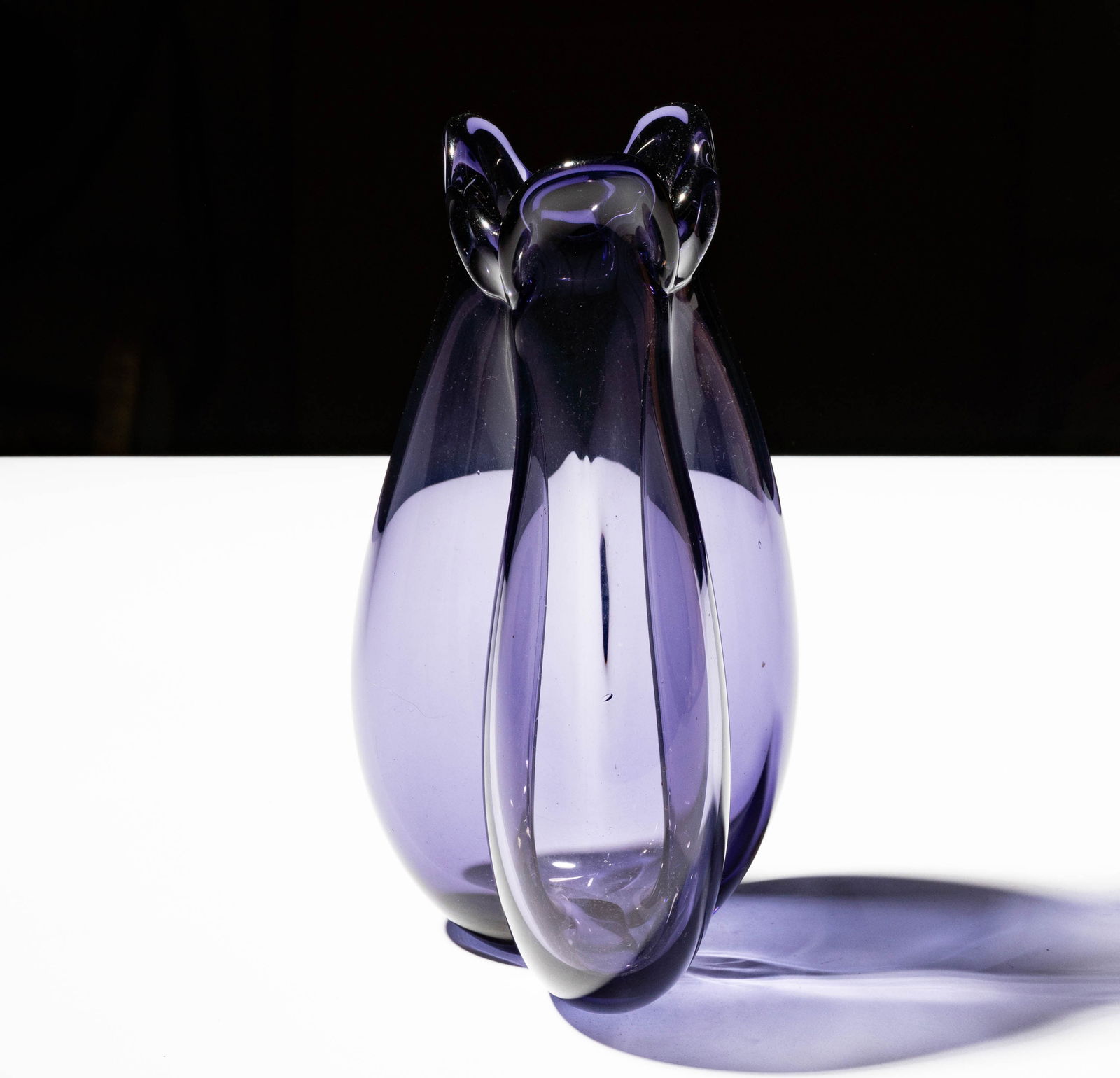 Per Lutken for Holmegaard: Treflojet Vase: Denmark, 1955; lavender-colored glass; marked to underside 9 3/4 x 5 1/2 in. (24.8 x 14 cm.)
