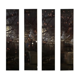 A Set of Four Lacquered Wood Panels