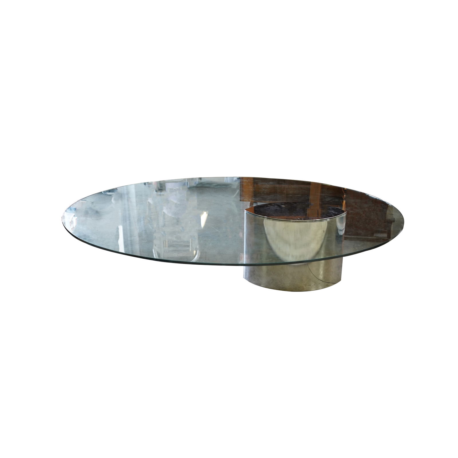 Cini Boeri for Knoll: Lunario Coffee Table: c.1972, glass, chromed metal; unmarked 17 x 74 1/4 x 59 1/4 in. (43.2 x 188.6 x 150.5 cm.)