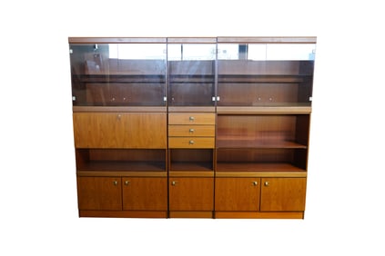 A Danish Modern Teak and Glass Wall Unit