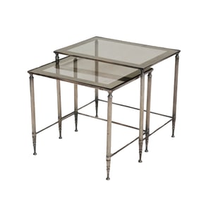 Two Vintage Metal and Glass Nesting Tables