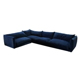 A Blue Velour Sectional Sofa