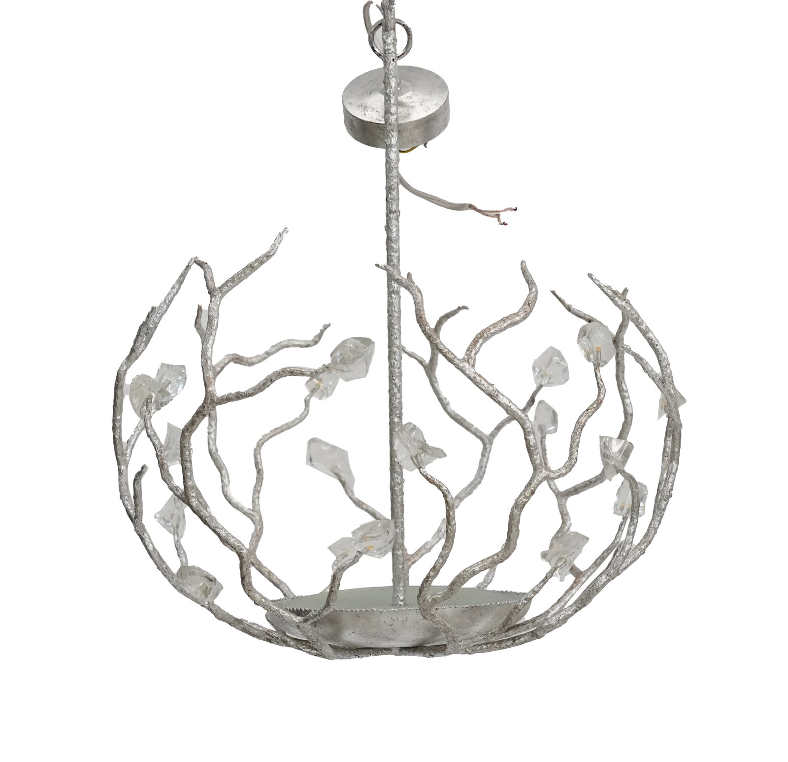A Silvered Metal and Glass Ceiling Light Fixture: contemporary; unsigned 29 x 24 in. (73.7 x 61 cm.)