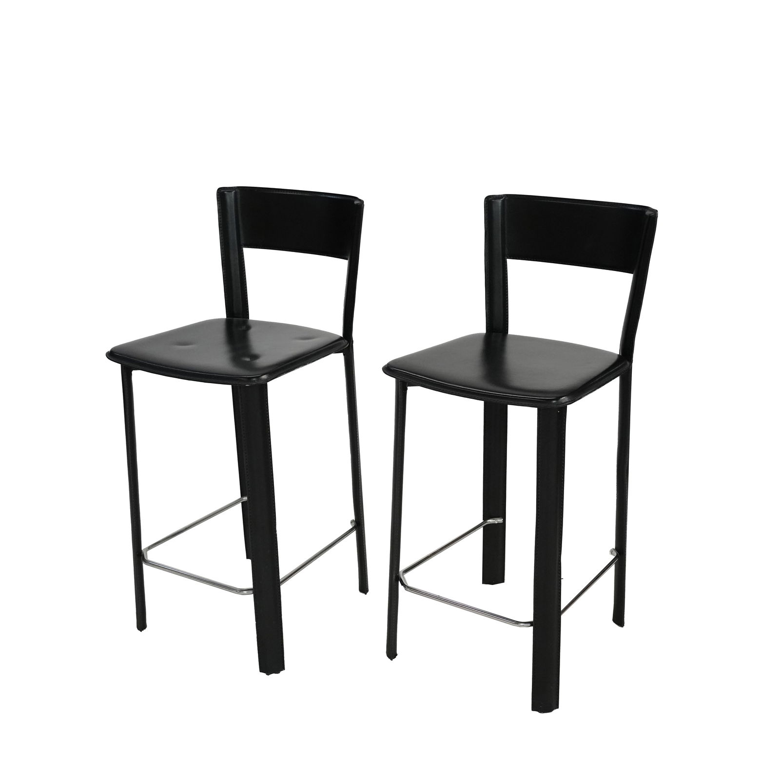 A Pair of Frag Italian Black Leather and Chromed Metal Bar Stools (1 of 10)