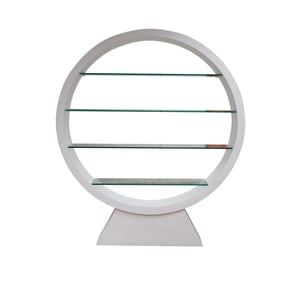 A Post-Modern White-Painted Freestanding Round Etagere