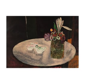 Rene Genis (1922 - 2004): Nature morte au Gueridon